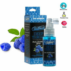 GoodHead Deep Throat Spray - Gentle Oral Anesthetic - Blue Raspberry Flavored