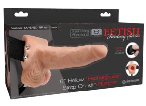 Fetish Fantasy 6” Hollow Rechargeable Vibrating Strap-On with Dildo