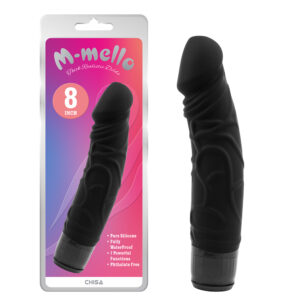 M-Mello - 8" Thick Realistic Vibrating Dildo - Black