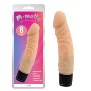 M-Mello - 8" Thick Realistic Vibrating Dildo - Light Skin
