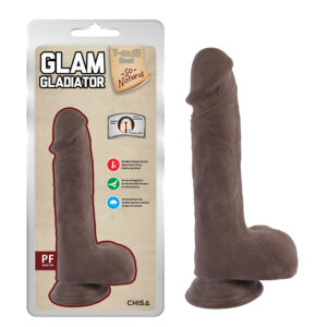 T-Skin Real Glam Gladiator 8.4" Bendable Realistic Dildo - Dark Skin Tone