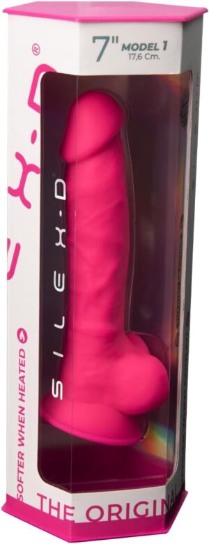 Silexd Model 1 – 7" Thermo-Reactive Memory Silicone Realistic Dildo in Pink