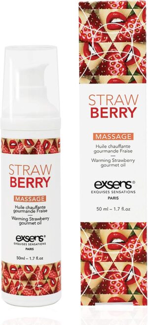 Exsens Gourmet Massage Oil – Warming Body Oil (50ml) - Strawberry Flavored