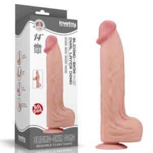 14'' King Sized Sliding Skin Dual Layer Dong Extreme Large Dildo Realistic Cock