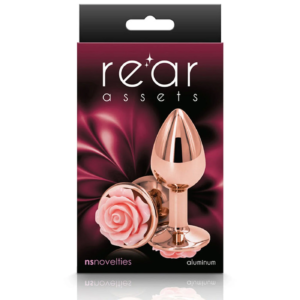 Rear Assets Aluminium Butt Plug - Rose Gold with Rose Base