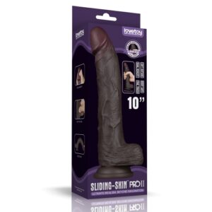 10" Sliding Skin Pro 2 - Dual Density Silicone Dildo - Dark Skin Tone
