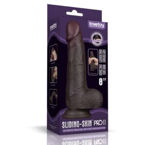 8" Sliding Skin Pro 2 - Dual Density Silicone Dildo - Dark Skin Tone