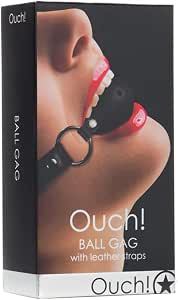 Ouch! Ball Gag with Leather Straps - Black